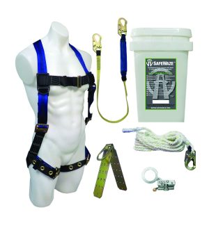 ROOFERS KIT, SAFETY IN A BUCKET ( FS185 HARNESS,560-E3 LANYARD,FS1118 DELUXE TRAILING ROPE GRAB, FS700-50 50' ROPE, FS-870 REUSABLE ROOF ANCHOR AND BUCKET