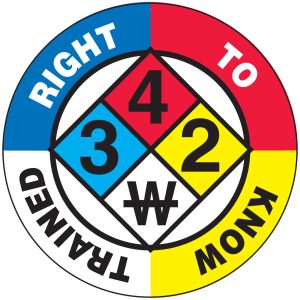 DECAL, HARD HAT RIGHT TO KNOW TRAINED 10 PKG