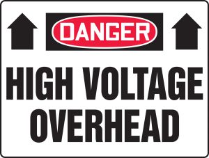 DANGER, HIGH VOLTAGE OVERHEAD 18" X 24" PLASTIC