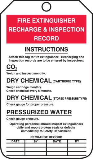TAG, FIRE EXTINGUISHER INSPECTION  W/GROMMET PLASTIC 25PK