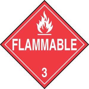 PLACARD, D.O.T. FLAMMABLE 3