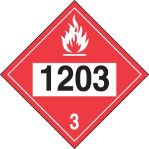 PLACARD, 1203 (GASOLINE) 10-3/4 X 10-3/4 PLASTIC