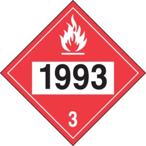 PLACARD, D.O.T. # 1993 VINYL STICKER (FLAMMABLE #3)