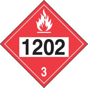 PLACARD, D.O.T. # 1202 (DIESEL) PLASTIC