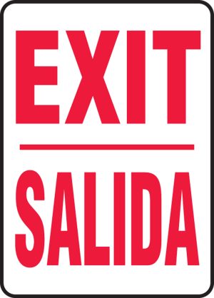 SIGN, EXIT 14 X 10" PLASTIC BILINGUAL