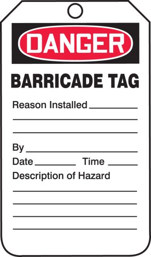 TAG, BARRICADE DANGER 25 PKG PLASTIC