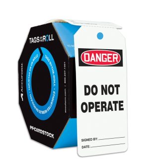 TAGS BY THE ROLL, DANGER DO NOT OPERATE CARDSTOCK 100 ROLL