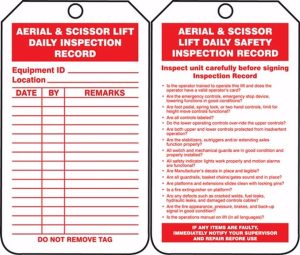 TAG, AERIAL & SCISSOR INSPECTION  25 PKG PLASTIC