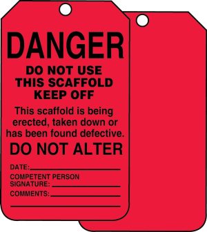 TAG, SCAFFOLD RED CARDSTOCK 25PKG