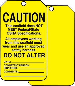 TAG, SCAFFOLD YELLOW CARDSTOCK  25PKG