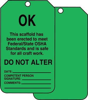 TAG, SCAFFOLD GREEN CARDSTOCK  25 PKG
