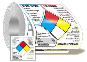 LABEL, NFPA DIAMOND LABEL 250 ROLL 4 X 4 ADHESIVE PAPER