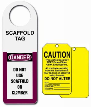 TAG, "SCAFFTAG" SCAFFOLD CAUTION INCOMPLETE (YELLOW) (STSI 594)