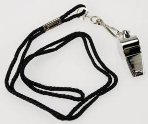 WHISTLE, METAL NPB W/LANYARD