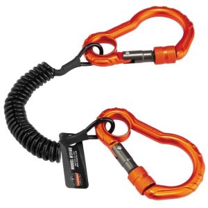 TOOL LANYARD, DUAL DOUBLE LOCKING CARABINER COIL 12"-48"  (3166) 2LB CAPACITY