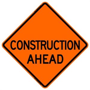 SIGN, 48" ORANGE HI-INT REFLECTIVE ROLLUP ( CONSTRUCTION AHEAD ) W/RIBS