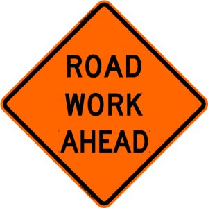 SIGN, 48" ORANGE MESH ROLLUP (ROAD WORK AHEAD)
