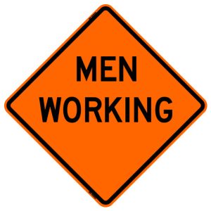 SIGN, 48" ORANGE HI-INT REFLECTIVE ROLLUP ( MEN WORKING ) W/RIBS