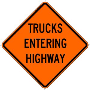 SIGN, 48" ORANGE MESH ROLLUP (TRUCKS ENTERING HIGHWAY)