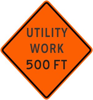 SIGN, 48" MESH ROLLUP UTILITY WORK 500 FEET