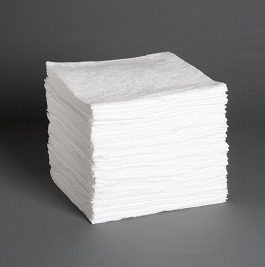 SORBENT PADS, 15 X 17 WHITE HEAVY WEIGHT PADS ( OIL ONLY ) BAG 100