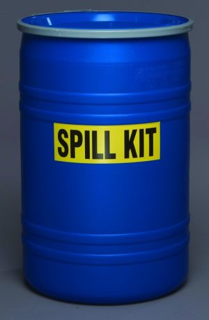 SPILL KIT, 30 GAL CONSTRUCTION SITE ( 50 PADS OIL ONLY, 4 PILLOWS, 12 SOCKS,  BAGS, GOGGLES,  GLOVES,  COVERALLS & 1 30 GAL DRUM )
