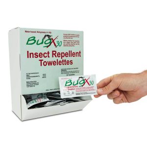 INSECT REPELLANT, BUG X30 TOWELETTES (30% DEET) BOX 50