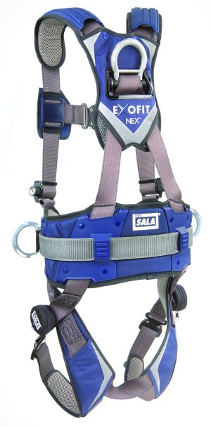 HARNESS, EXOFIT NEX TECH-LITE BACK AND SIDE D-RINGS DUOLOCK QUICK CONNECT BUCKLES SEWN IN HIP PAD AND BODY BELT MEDIUM