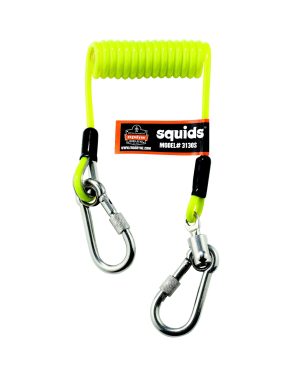 TOOL LANYARD, COIL TYPE HI VIZ LIME (3130S) 2LB CAPACITY DOUBLE CARABINER