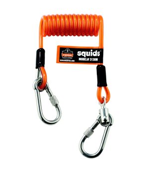 TOOL LANYARD, COIL TYPE ORANGE (3130M) 5LB CAPACITY DOUBLE CARABINER