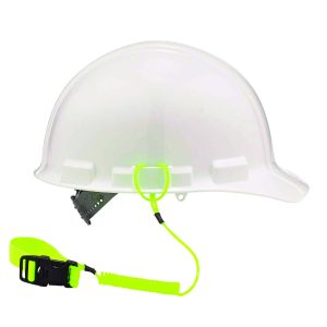 LANYARD, HARD HAT COIL W/DOUBLE LOCK BUCKLE ATTACHES TO HARNESS (3157) 2LB CAPACITY