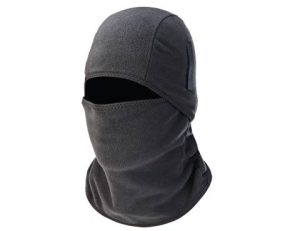 BALACLAVA, 2-PC FLEECE BLACK W/HOOK & LOOP FOR HARD HAT ATTACHMENT