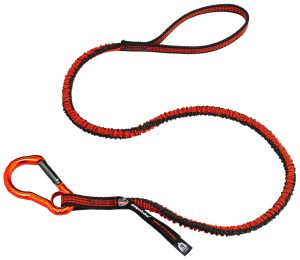 TOOL LANYARD,  SINGLE CARABINER SCREW GATE DBL LOCKING 38"-48" (3100F) ORANGE/GRAY 10LB