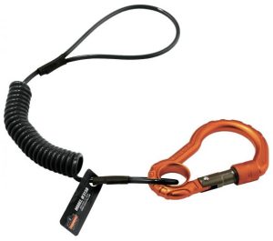 TOOL LANYARD, DOUBLE LOCKING CARABINER COIL 12"-48" LOOP END  (3166) 2LB CAPACITY