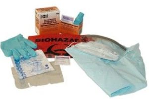 KIT, SPILL CLEANUP/BBP PROTECTION CONTAINS2 ANTISEPTIC TOWLETTES,2 PR GLOVES, DISPOSABLE GOWN CPR SHIELDBIOHAZARD BAGW/EYE AND FACE SHIELD