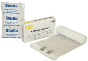 BANDAGE, 4" STRETCH GAUZE W/CLIPS