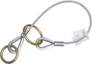 ANCHOR STRAP, 8' WIRE ROPE VINYL COATED  3" STEEL RING ONE ON END AND 4" STEEL RING ON OTHER END (MOLLY HOGAN)