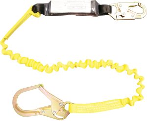 LANYARD, 4FT SHOCK W/ HEAVY DUTY STRETCH WEBBING & #136 REBAR HOOK ON TIE OFF END