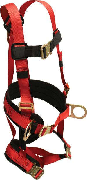 HARNESS, FEMALE FULL BODY CONSTRUCTION STYLE BAYONET BUCKLES ON CHEST, WAIST AND LEGS , LEGS PADS  3-D RING