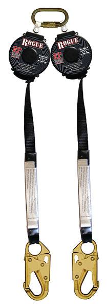 LIFELINE, " ROGUE " CLASS " A " RETRACTABLE " 8FT DOUBLE WEB W/ ANSI 3600LB STD Z74 SNAP HOOKS ( 400LB RATED 100% TIE OFF )