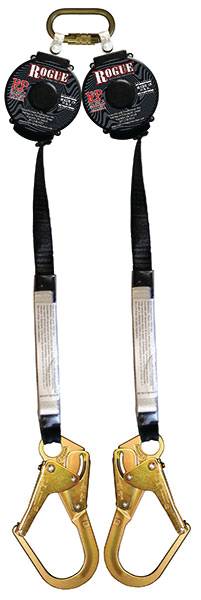 LIFELINE, " ROGUE " CLASS " A " RETRACTABLE " 8FT DOUBLE WEB W/ ANSI 3600LB 2 1/4 STEEL REBAR HOOK ( 400LB RATED 100% TIE OFF )