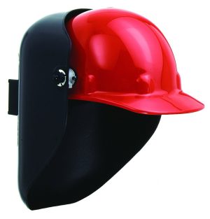 WELDING HOOD, W/ MOUNTING CUPS & LIFT FRONT # 10 LENS ( BLACK ) FOR QRW SERIES HARD HATS