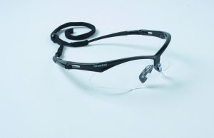 GLASSES, NEMESIS BLACK FRAME W/ CLEAR LENS ANTIFOG W/ CORD