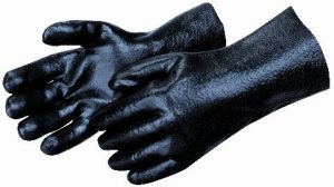 GLOVE, PVC GAUNTLET 12" BLK SEMI-ROUGH FINISH