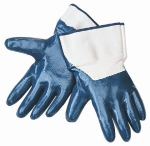 GLOVE, NITRILE BLUE HEAVY WEIGHT PALM COATED W/ SAFETY CUFF