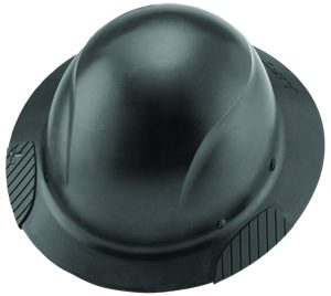 HARD HAT, DAX FIBERGLASS FULL BRIM BLACK 6 POINT RATCHET SUSPENSION