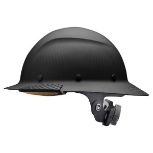 HARD HAT, DAX CARBON FIBER FULL BRIM GLOSS BLACK 6 POINT RACHET SUSPENSION
