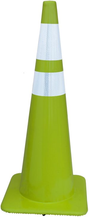 CONE, 36" HI-VIZ LIME 10# BASE W/ REFLECTIVE COLLARS