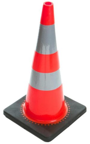 TRAFFIC CONE 28" 1 PIECE ORANGE W/REFLECTIVE COLLARS 4" & 6"