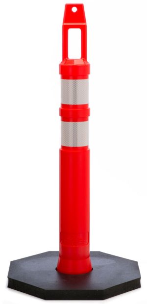 DELINEATOR POST, 42" ORANGE W/ WHITE REFLECT & 12 # BASE D-TOP